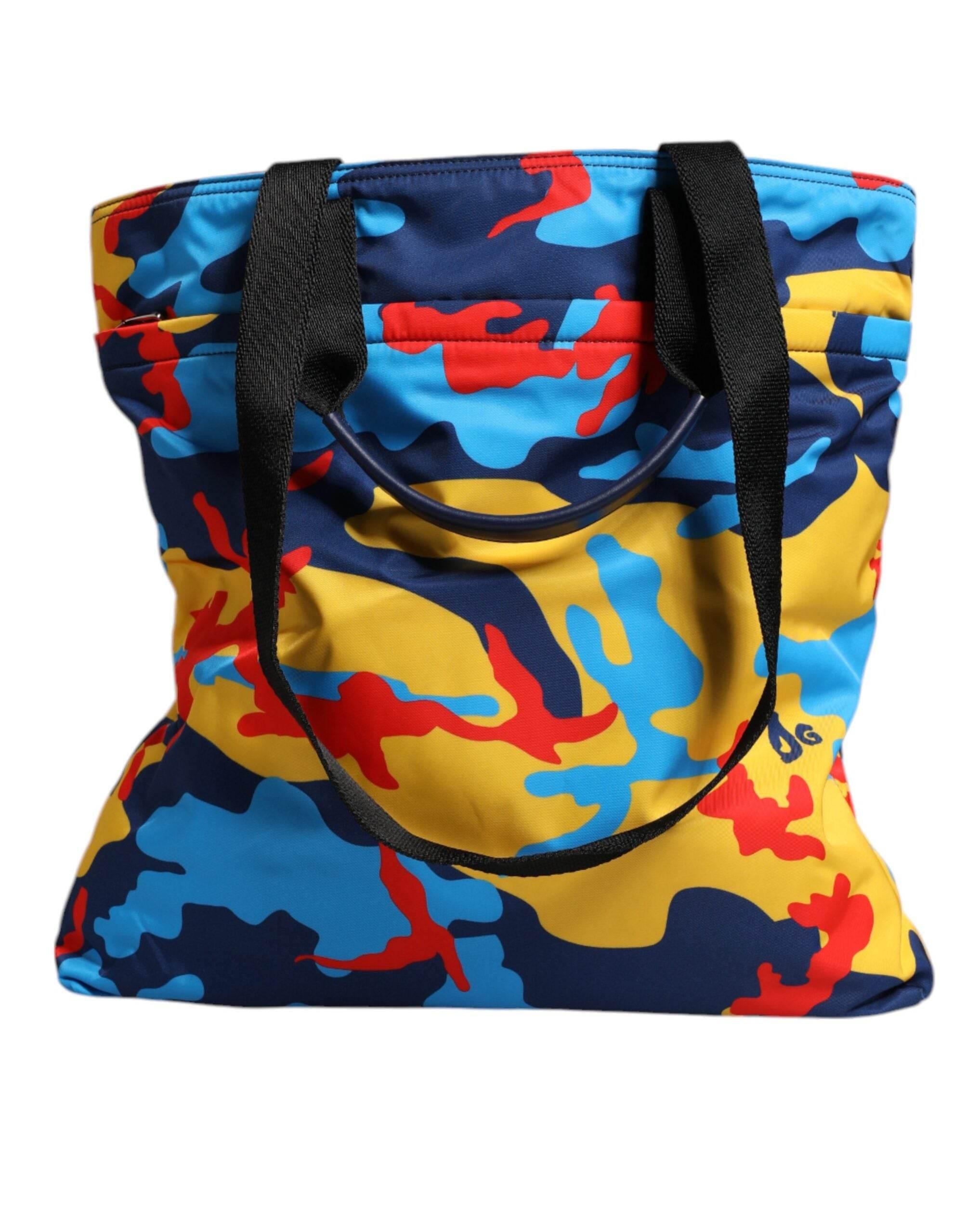 Dolce & Gabbana Multicolor Camouflage Nylon Shopping Tote Bag - Hilstor
