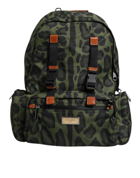 Dolce & Gabbana Green Leopard Nylon Travel Back Pack Bag - Hilstor