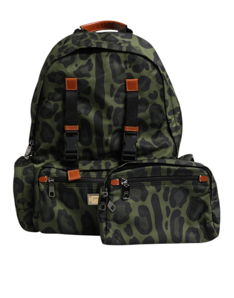 Dolce & Gabbana Green Leopard Nylon Travel Back Pack Bag - Hilstor
