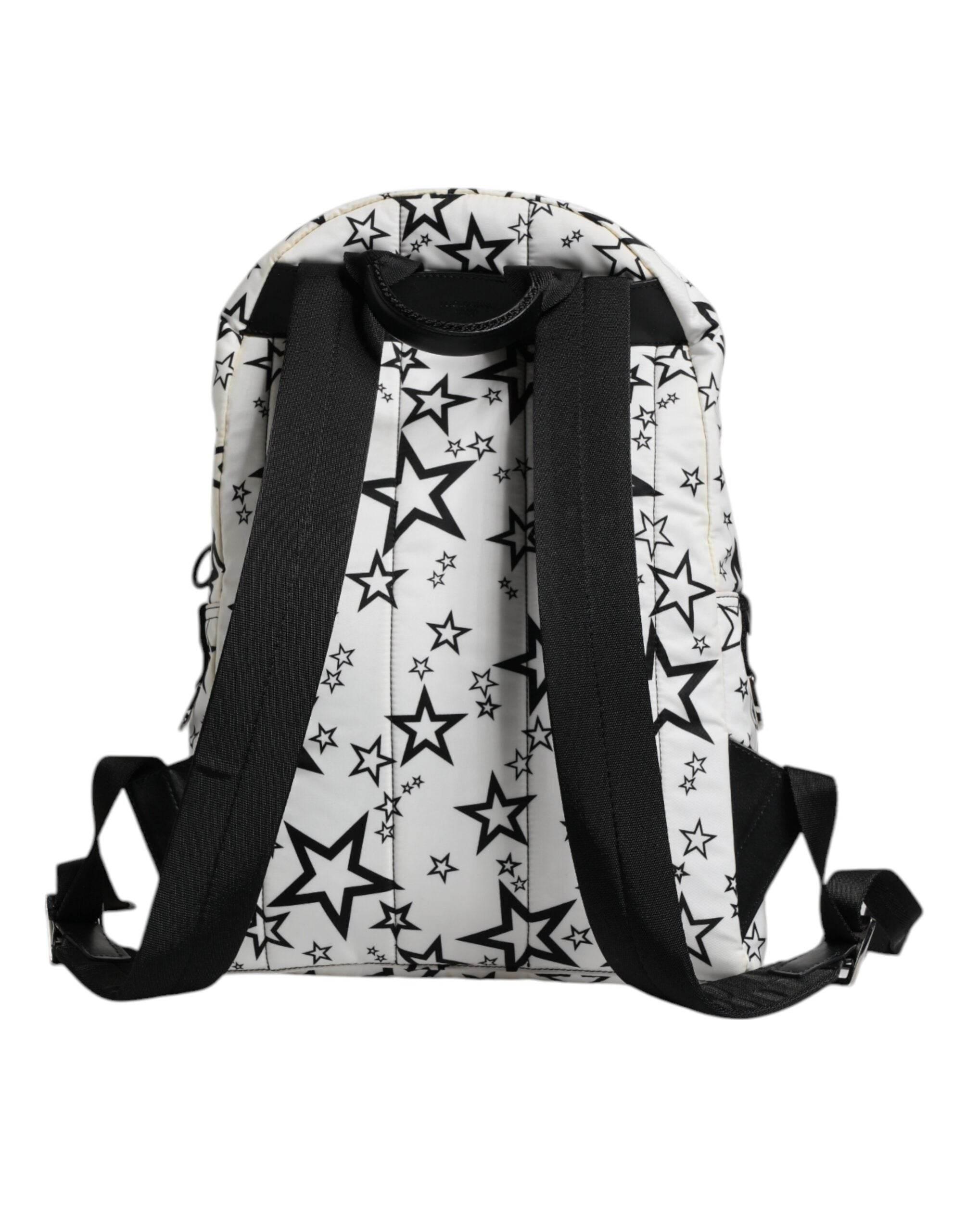 Dolce & Gabbana White DG Stars Print Nylon School Backpack Bag - Hilstor