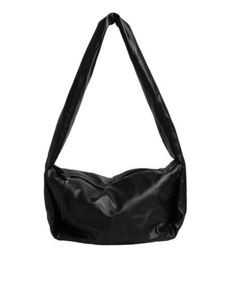 Dolce & Gabbana Black Leather Logo Plaque Shoulder Bag - Hilstor