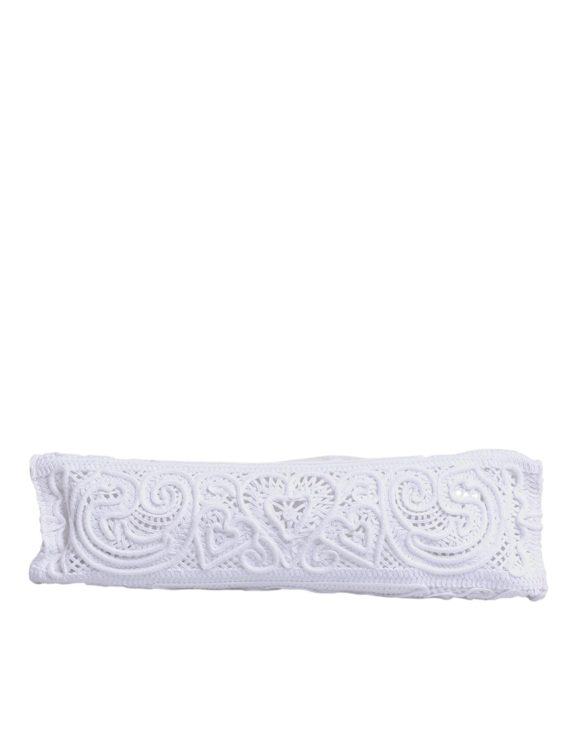 Dolce & Gabbana White Cordonetto Lace Beatrice Shopping Tote Bag - Hilstor