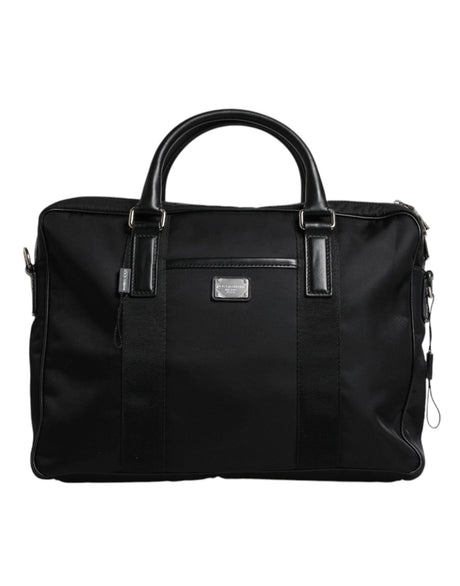 Dolce & Gabbana Black Logo Plaque Double Handle Messenger Bag - Hilstor