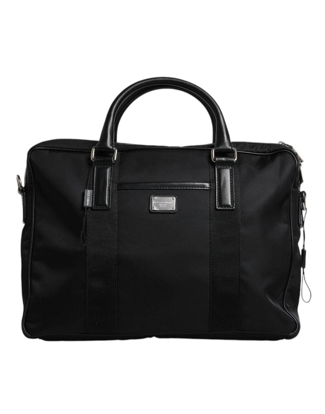 Dolce & Gabbana Black Logo Plaque Double Handle Messenger Bag - Hilstor