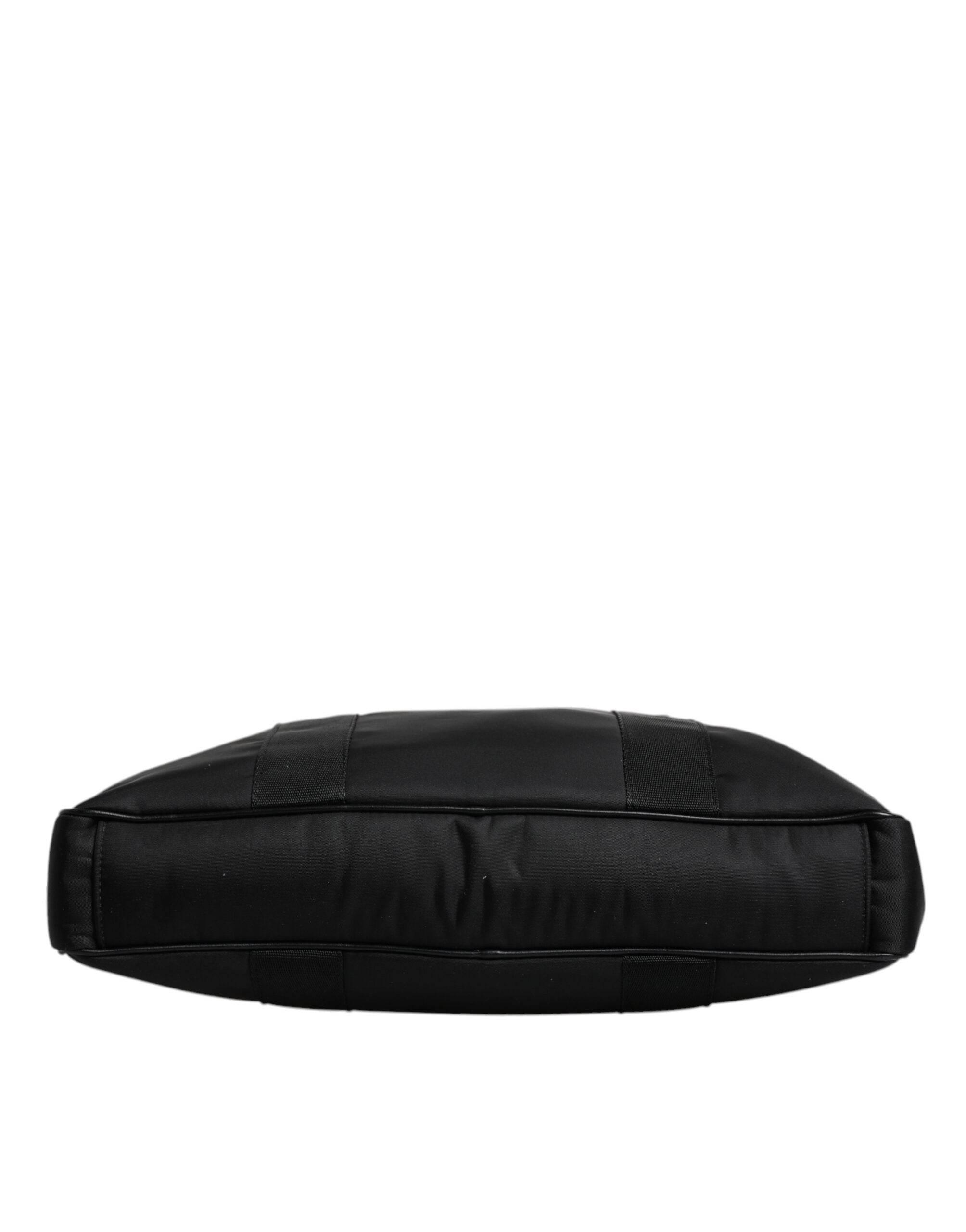 Dolce & Gabbana Black Logo Plaque Double Handle Messenger Bag - Hilstor