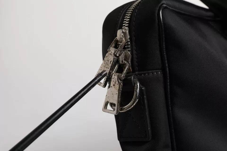Dolce & Gabbana Black Logo Plaque Double Handle Messenger Bag - Hilstor