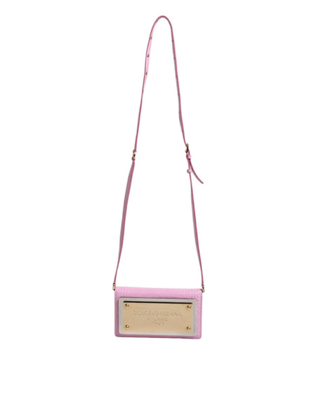 Dolce & Gabbana Pink Exotic Leather Logo Plaque Crossbody Bag - Hilstor