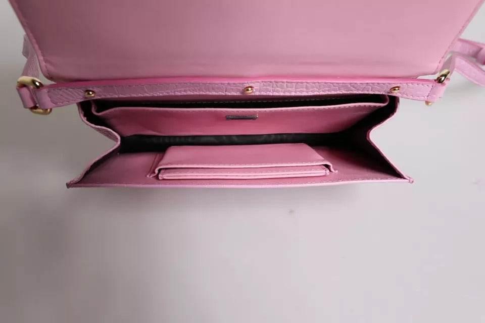 Dolce & Gabbana Pink Exotic Leather Logo Plaque Crossbody Bag - Hilstor