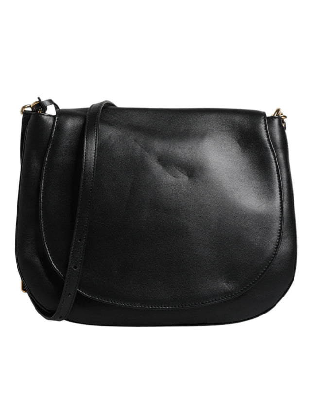 Dolce & Gabbana Black Leather Flap Saddle Shoulder Bag - Hilstor