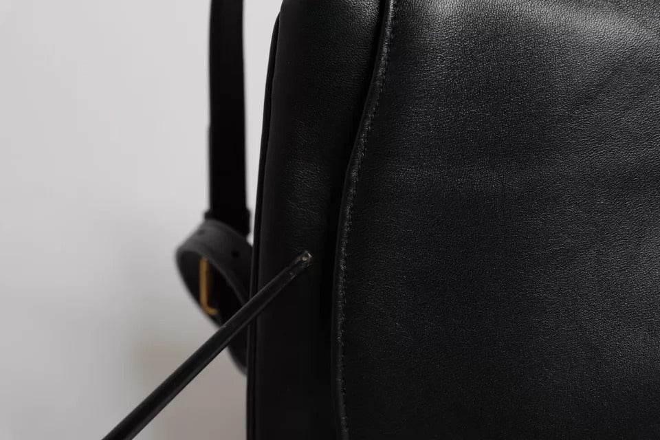 Dolce & Gabbana Black Leather Flap Saddle Shoulder Bag - Hilstor