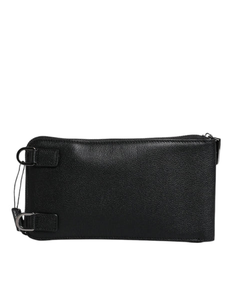Dolce & Gabbana Black Leather Purse Crossbody Sling Phone Bag - Hilstor