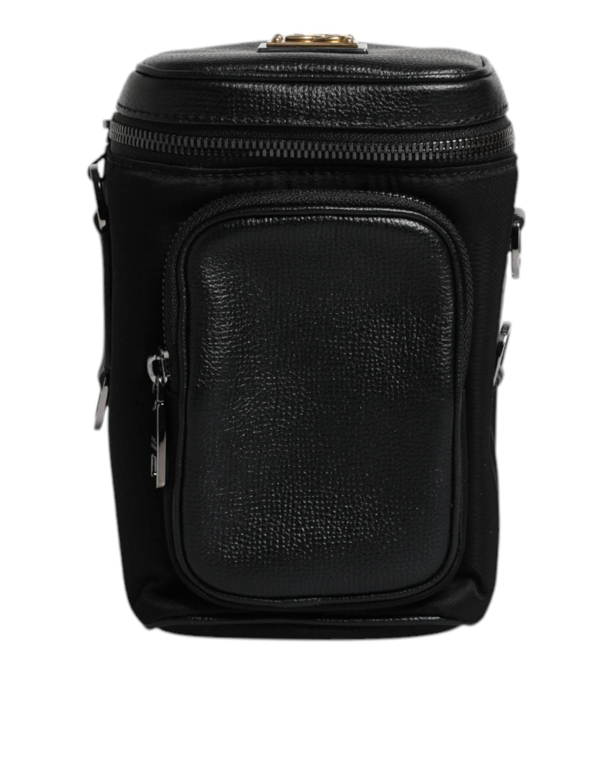 Dolce & Gabbana Black Leather Logo Purse Crossbody Camera Bag - Hilstor