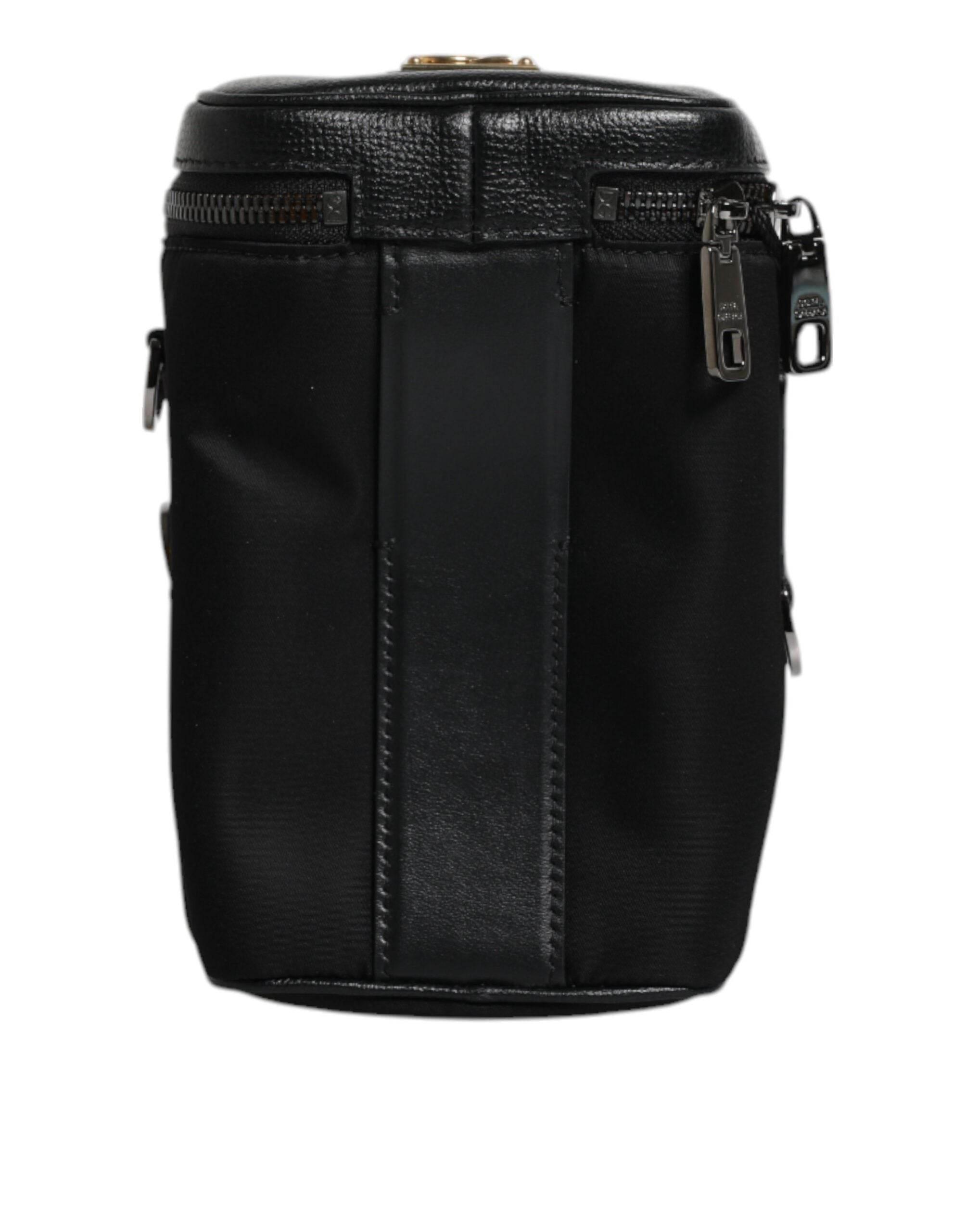 Dolce & Gabbana Black Leather Logo Purse Crossbody Camera Bag - Hilstor