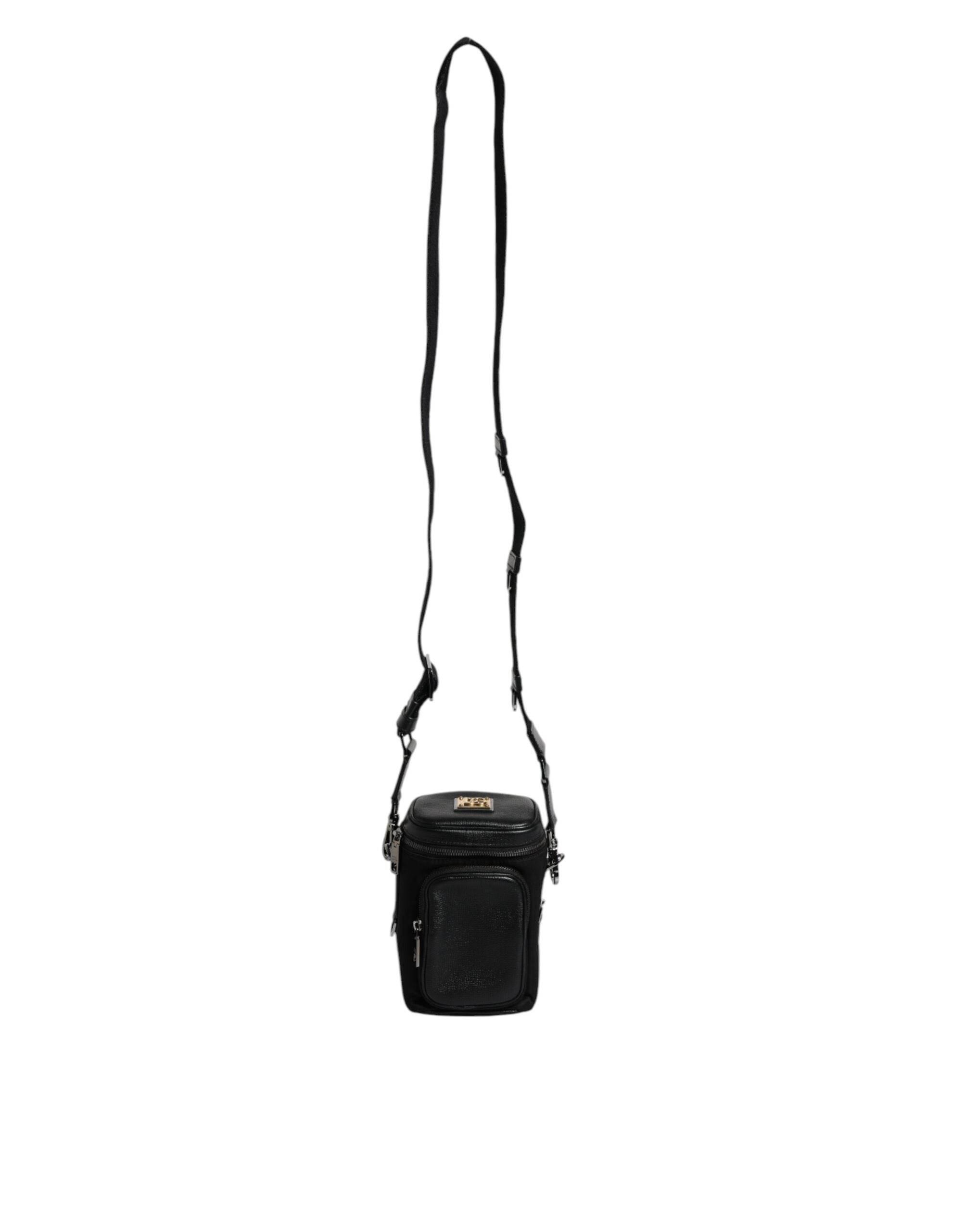 Dolce & Gabbana Black Leather Logo Purse Crossbody Camera Bag - Hilstor