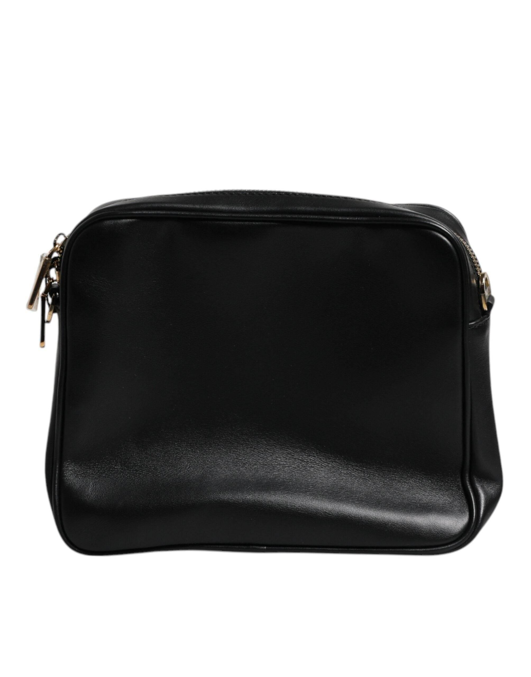 Dolce & Gabbana Black Calfskin Leather Gothic Messenger Bag - Hilstor