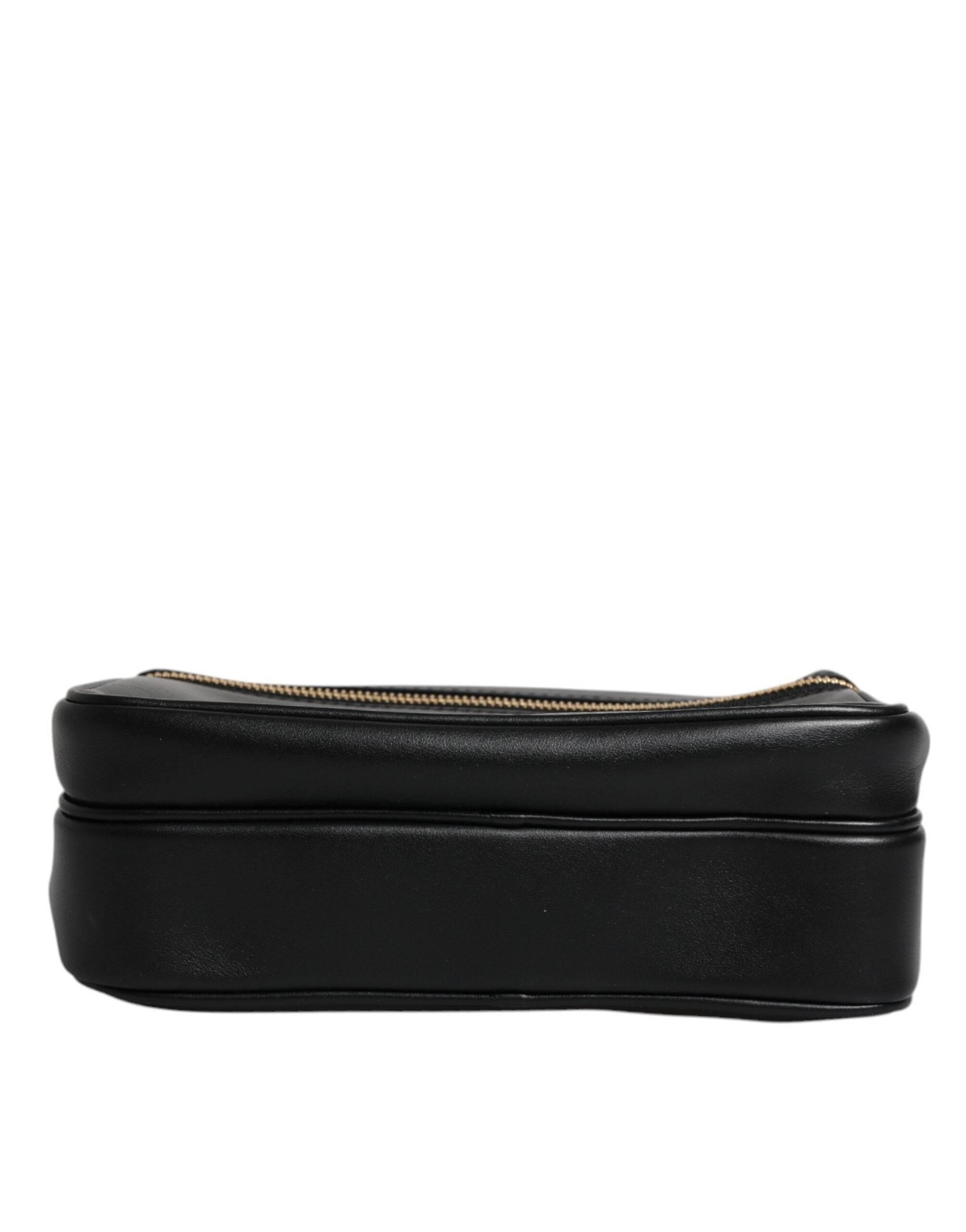Dolce & Gabbana Black Calfskin Leather Gothic Messenger Bag - Hilstor