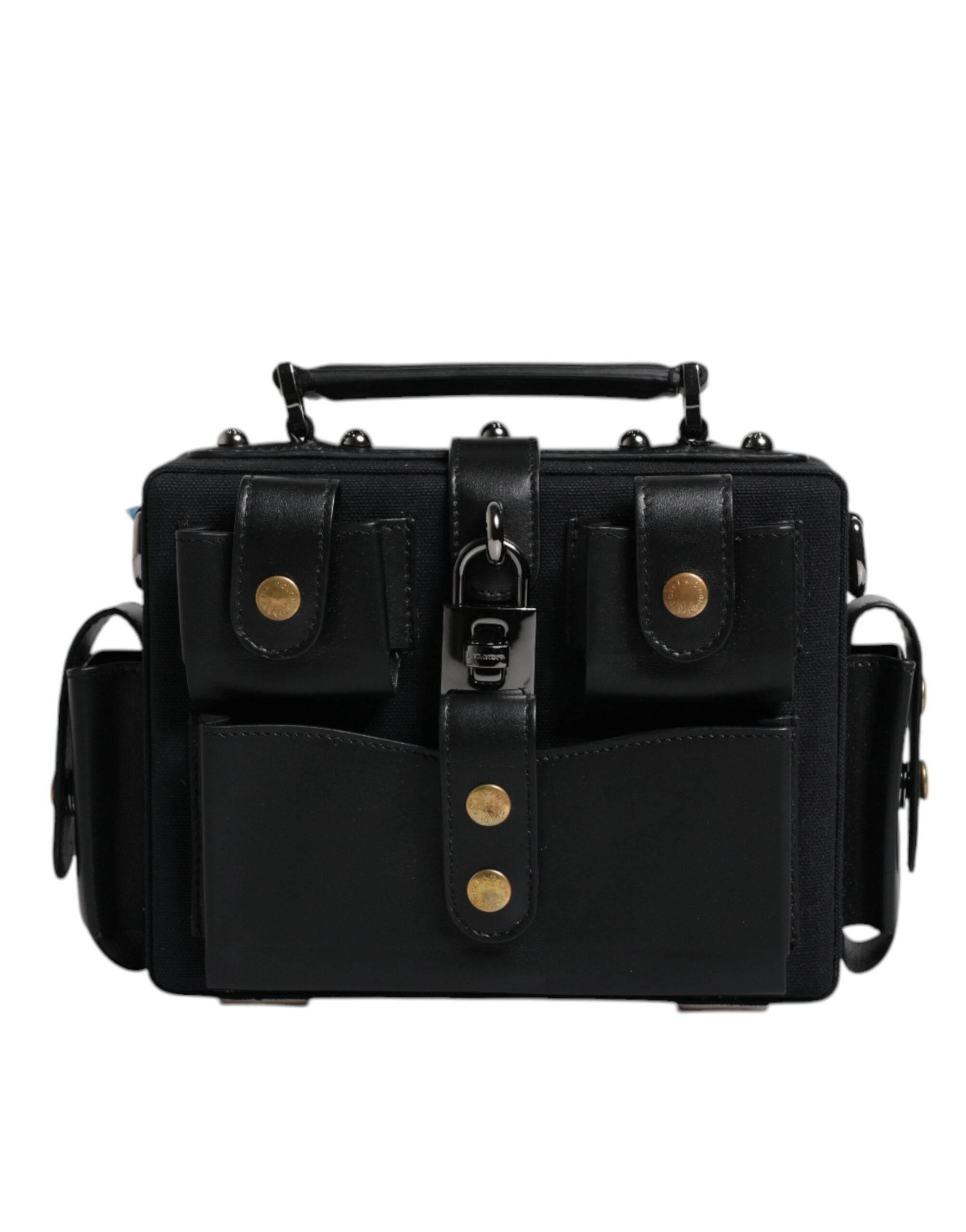 Dolce & Gabbana Black Leather Crossbody Top Handle Bag - Hilstor