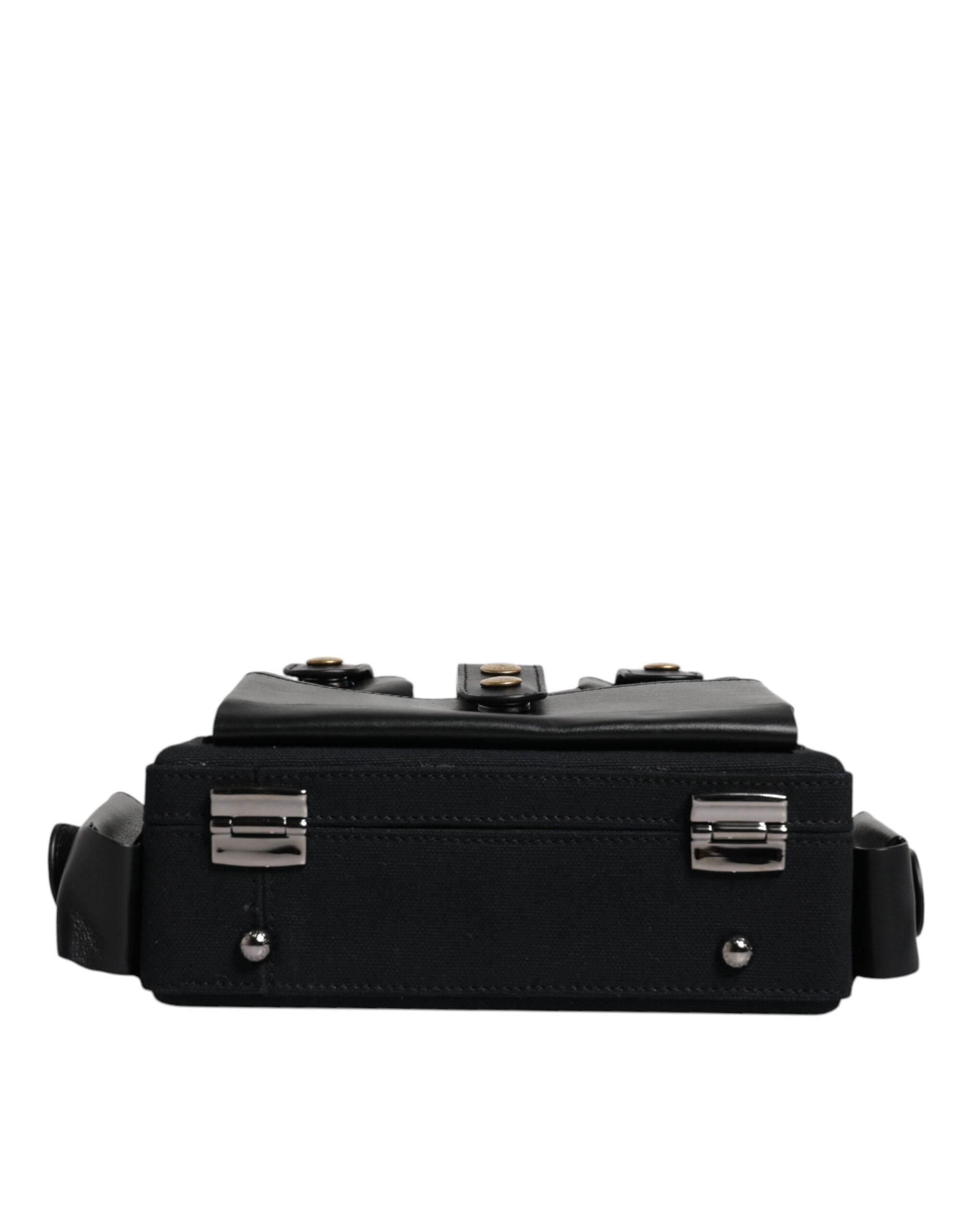 Dolce & Gabbana Black Leather Crossbody Top Handle Bag - Hilstor