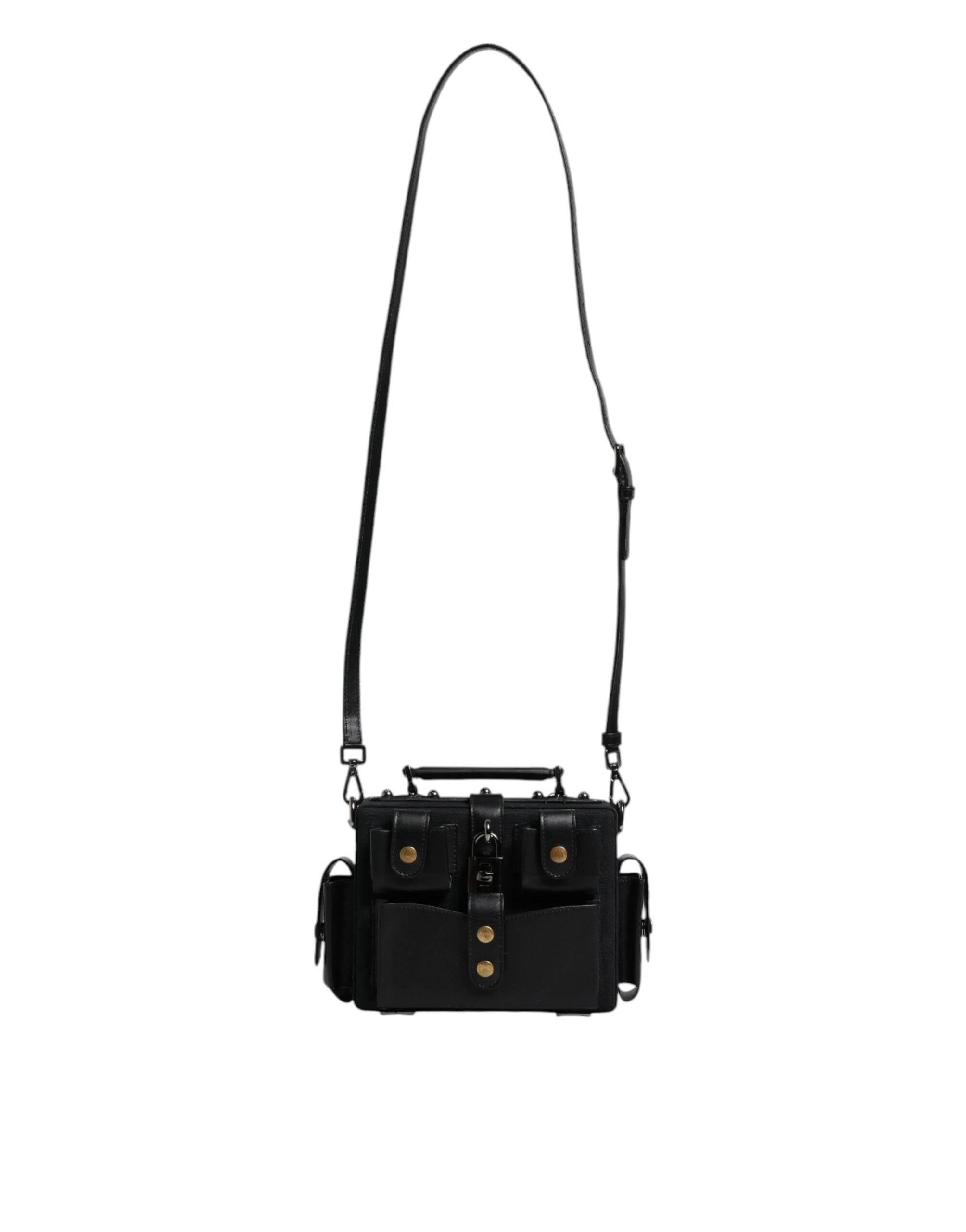Dolce & Gabbana Black Leather Crossbody Top Handle Bag - Hilstor
