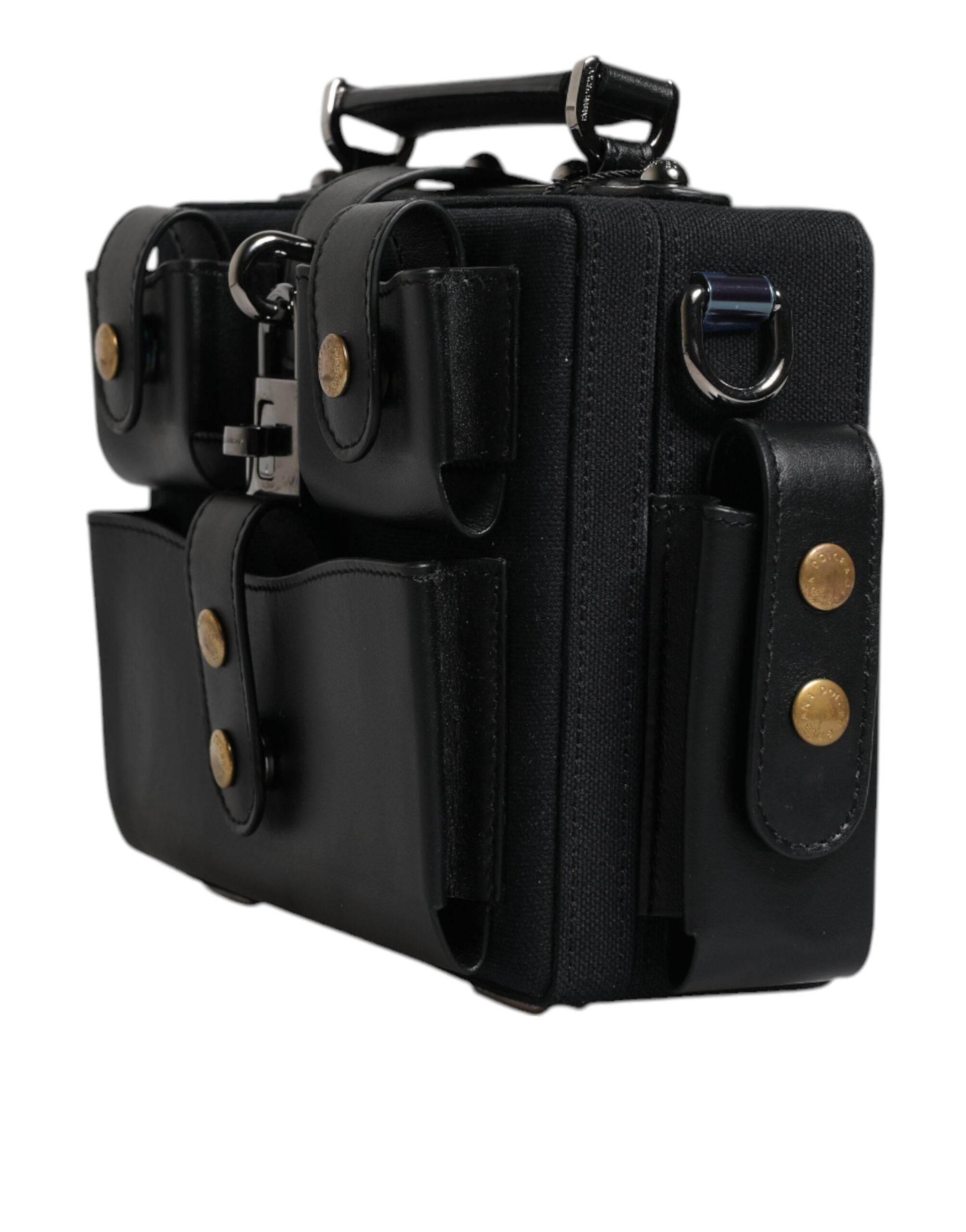 Dolce & Gabbana Black Leather Crossbody Top Handle Bag - Hilstor