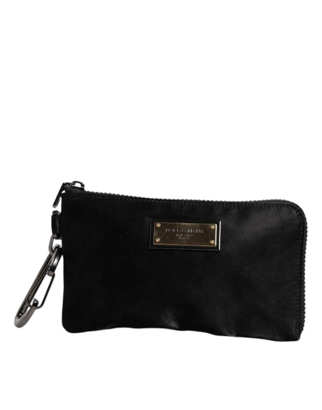 Dolce & Gabbana Black Nylon Logo Plaque Keyring Pouch Clutch Bag - Hilstor