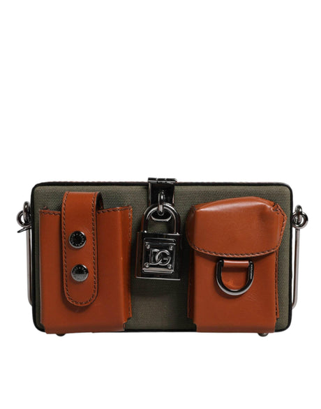 Dolce & Gabbana Green Brown Leather Clutch Purse Bag - Hilstor