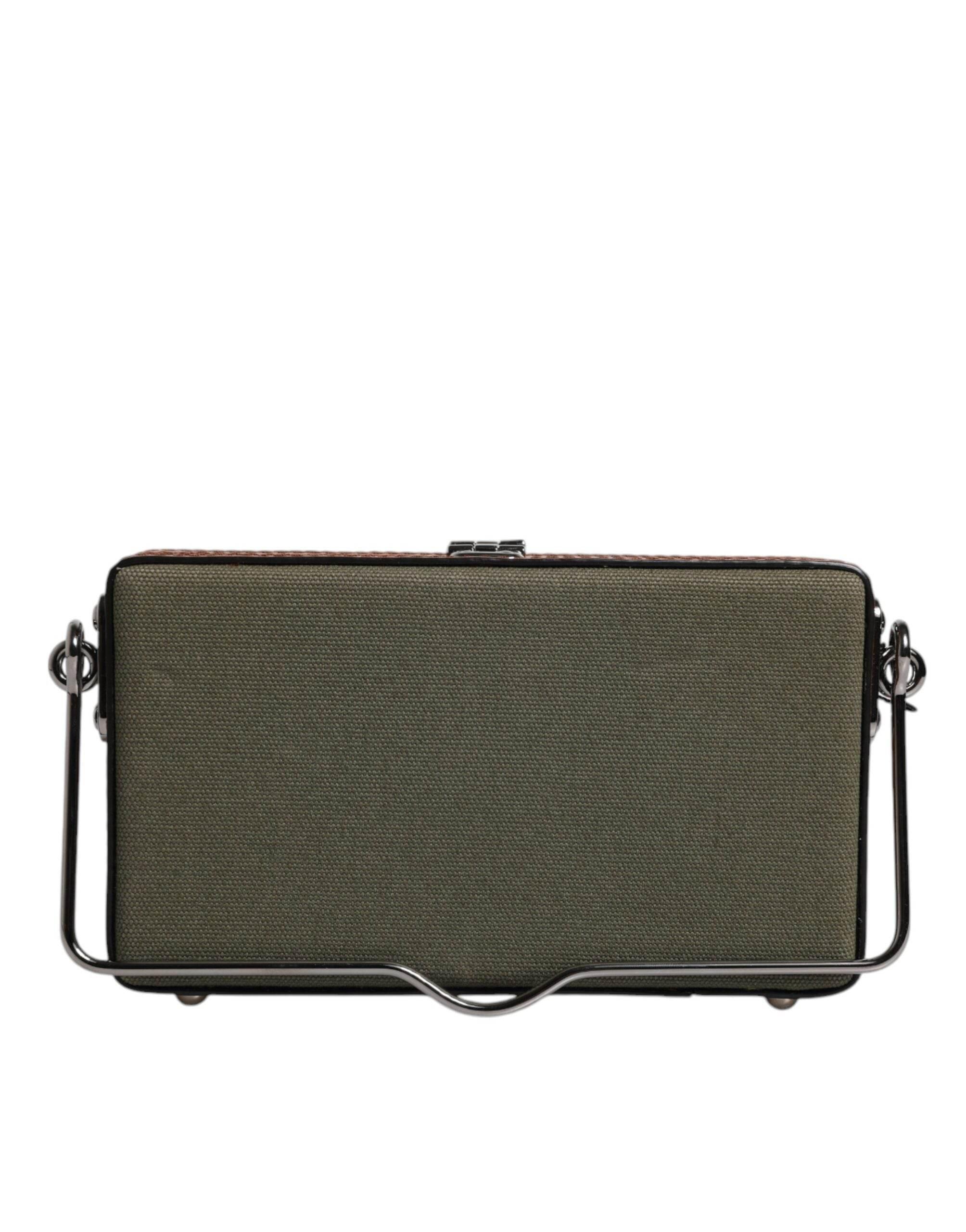 Dolce & Gabbana Green Brown Leather Clutch Purse Bag - Hilstor
