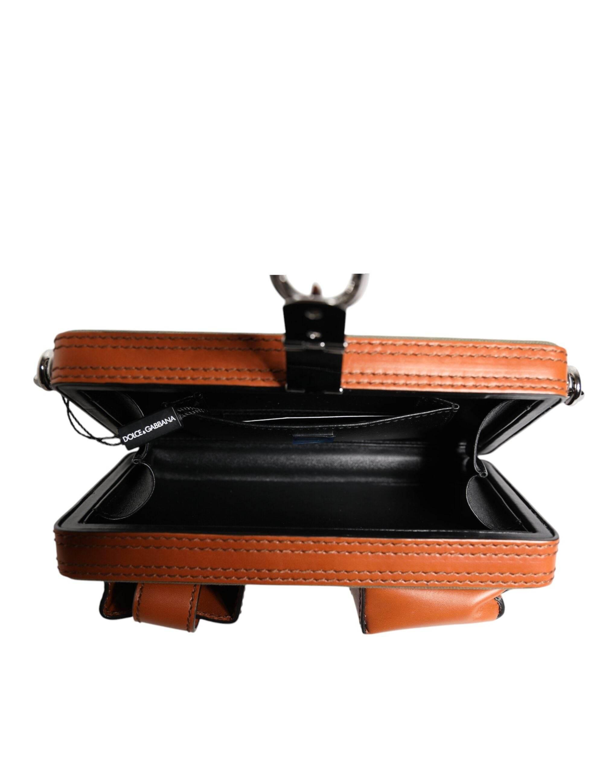 Dolce & Gabbana Green Brown Leather Clutch Purse Bag - Hilstor
