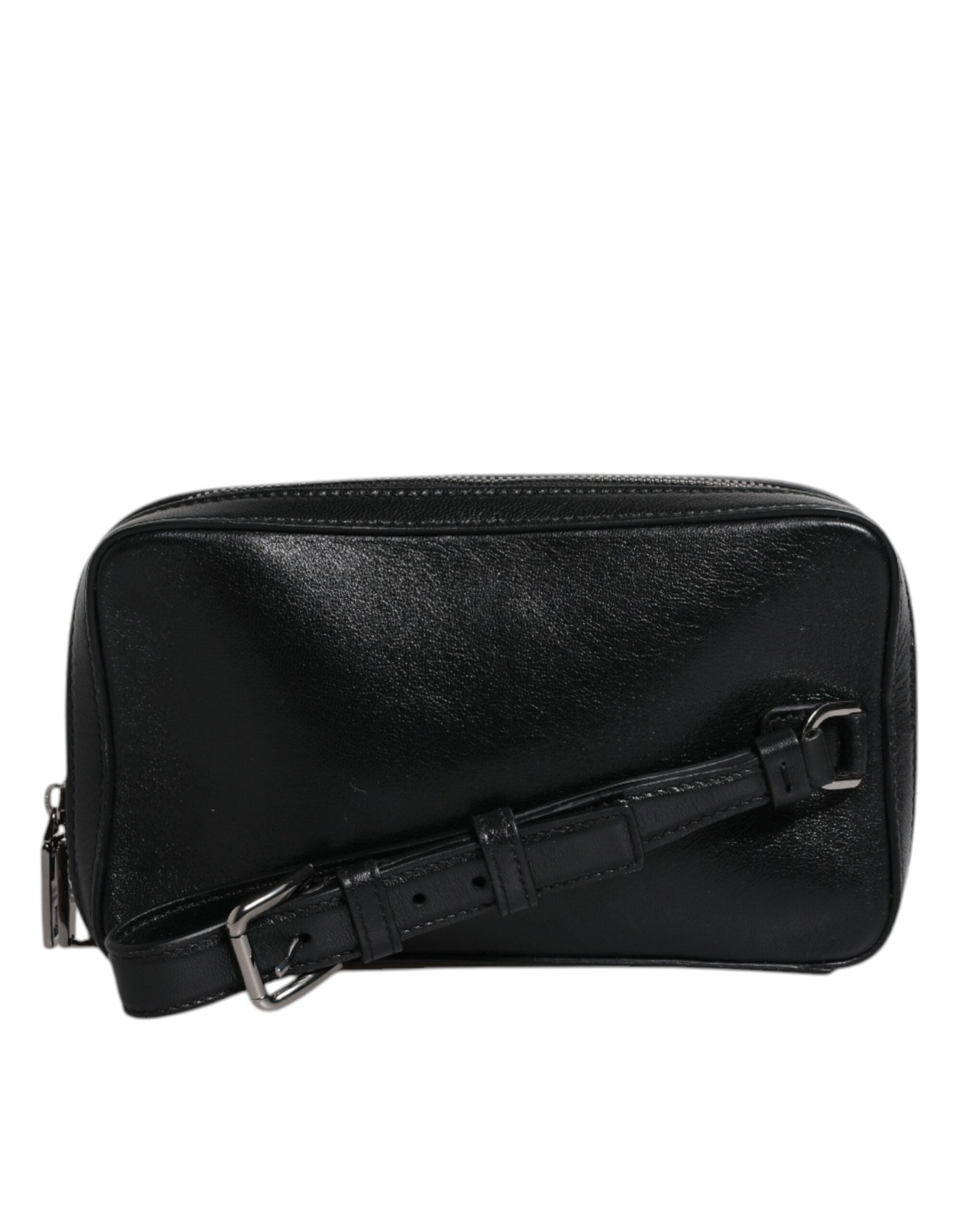 Dolce &amp; Gabbana sort læder LED logo håndledsrem clutch taske