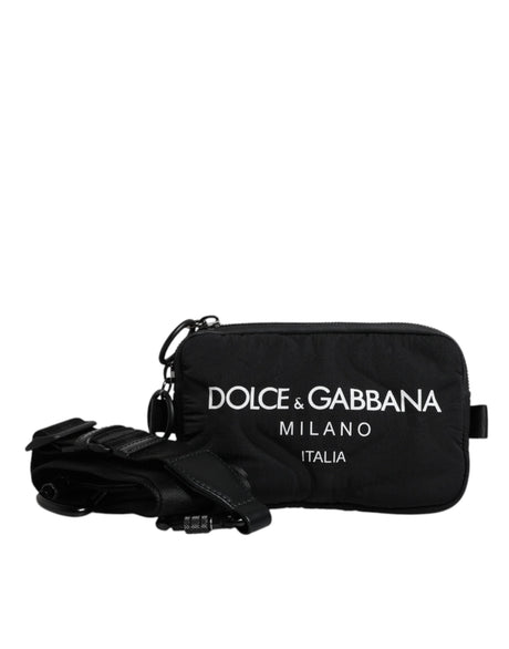 Dolce & Gabbana Black Nylon Logo Purse Crossbody Sling Bag - Hilstor