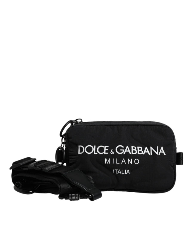Dolce & Gabbana Black Nylon Logo Purse Crossbody Sling Bag - Hilstor