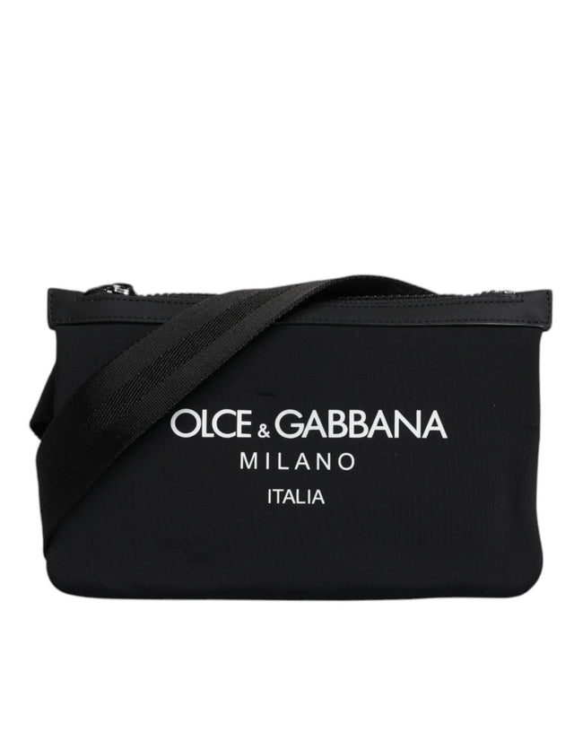 Dolce & Gabbana Black Nylon Logo Purse Crossbody Sling Bag - Hilstor