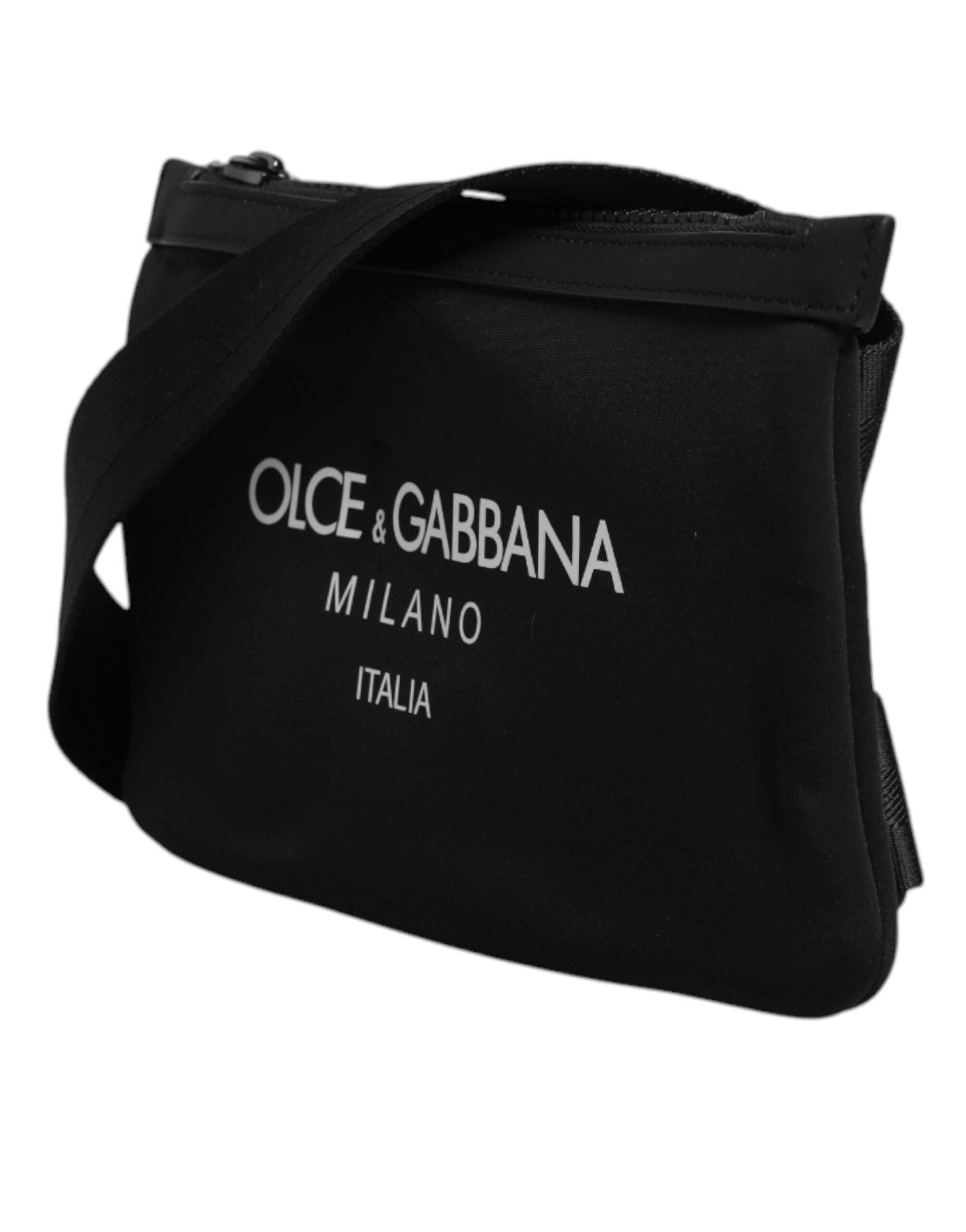 Dolce & Gabbana Black Nylon Logo Purse Crossbody Sling Bag - Hilstor