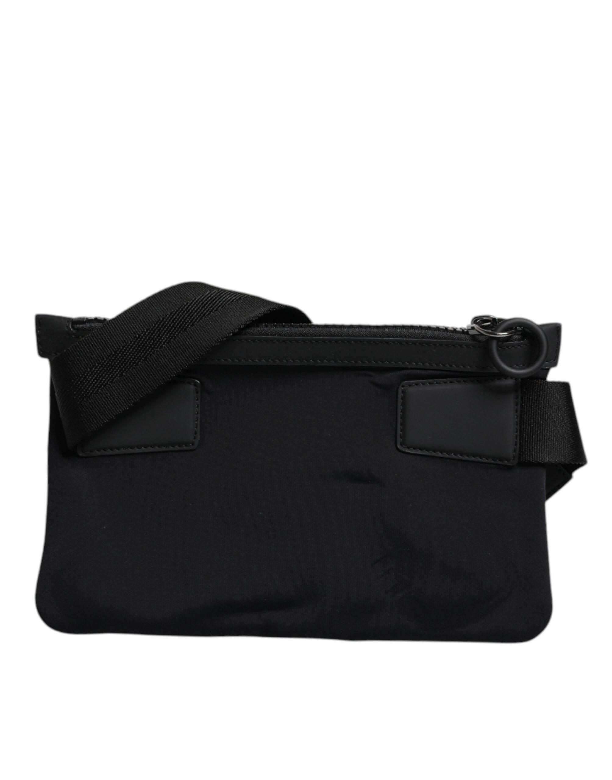 Dolce & Gabbana Black Nylon Logo Purse Crossbody Sling Bag - Hilstor