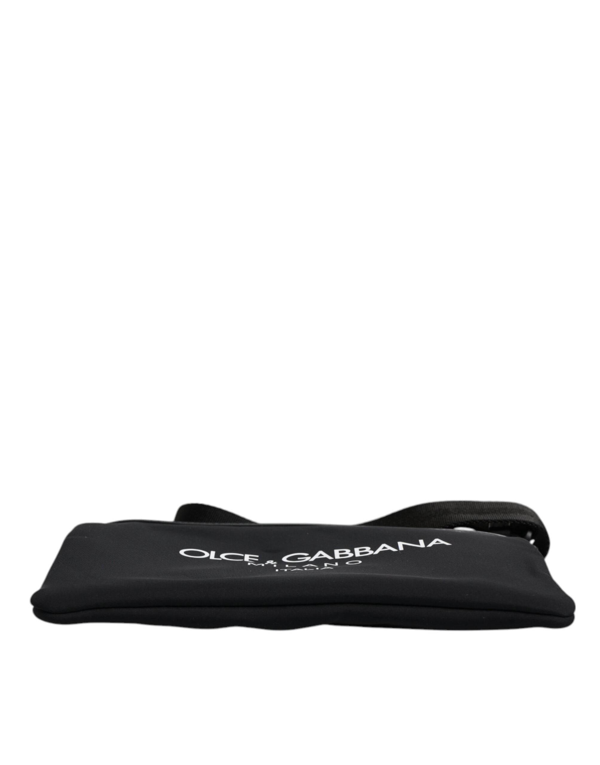 Dolce & Gabbana Black Nylon Logo Purse Crossbody Sling Bag - Hilstor