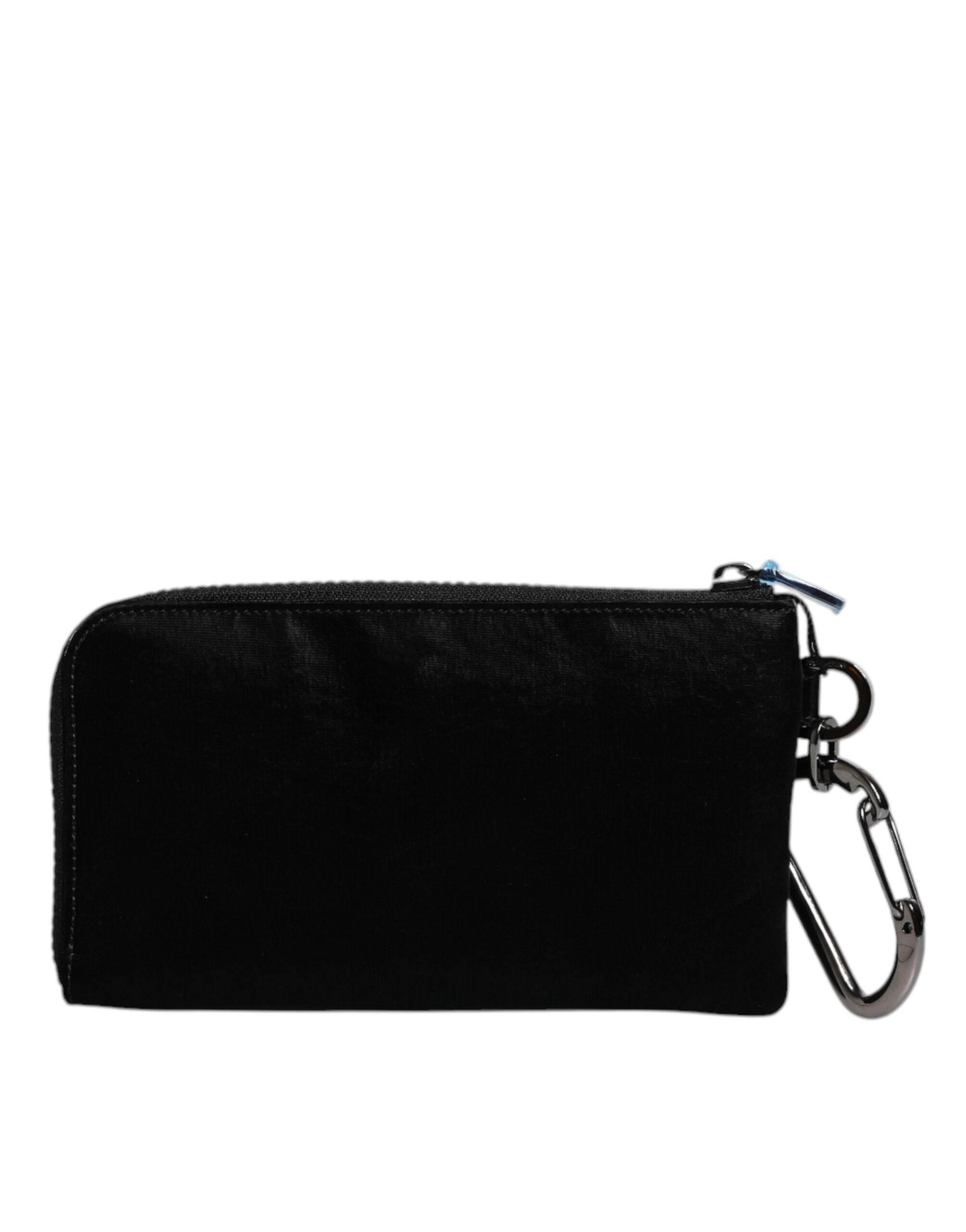 Dolce & Gabbana Black Nylon Logo Plaque Keyring Pouch Clutch Bag - Hilstor