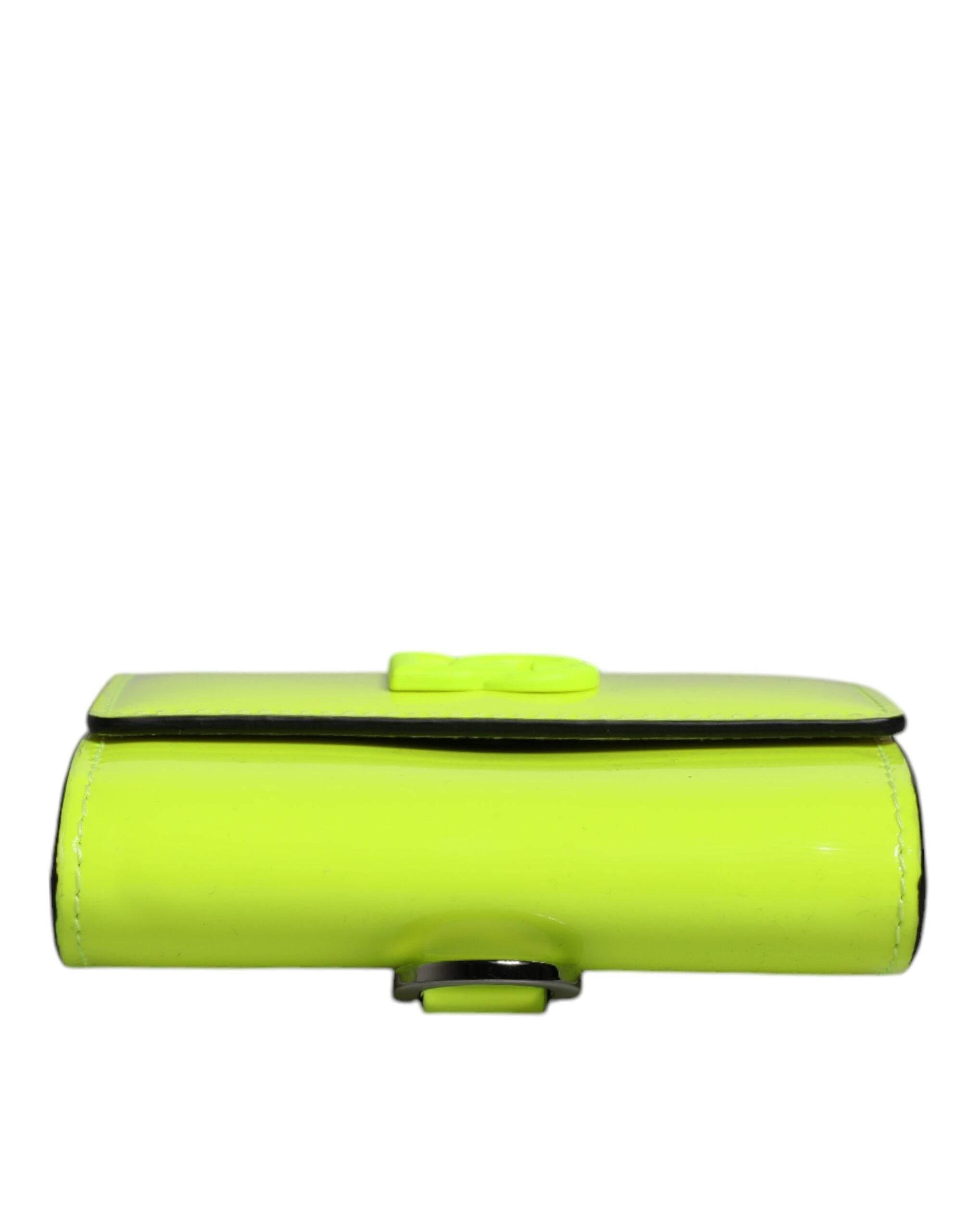 Dolce & Gabbana Yellow Green Bifold DG Logo Neck Strap Cardholder Wallet - Hilstor