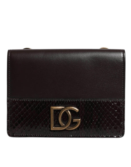 Dolce & Gabbana Brown Leather Bifold DG Logo Cardholder Sling Strap Wallet - Hilstor