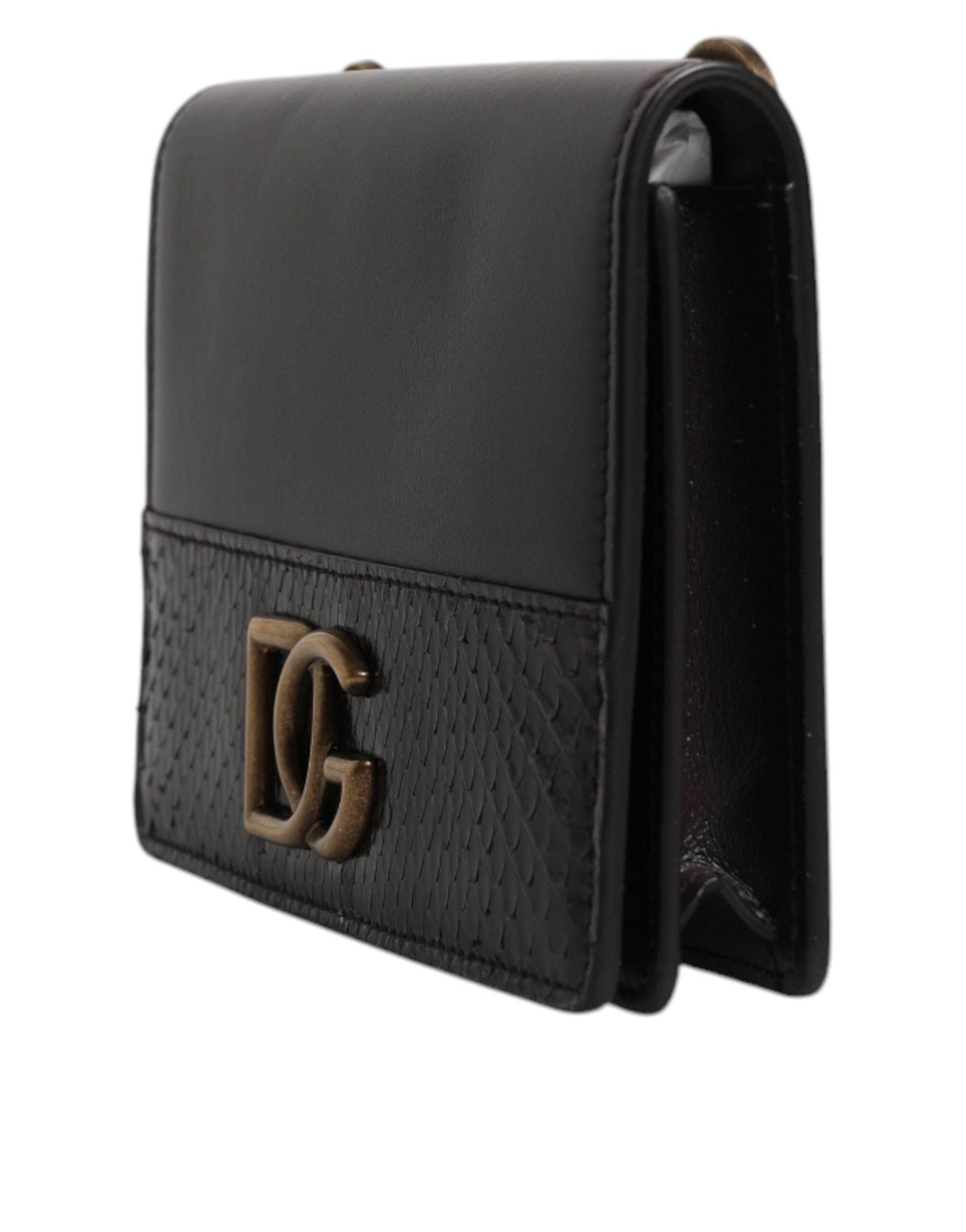 Dolce & Gabbana Brown Leather Bifold DG Logo Cardholder Sling Strap Wallet - Hilstor