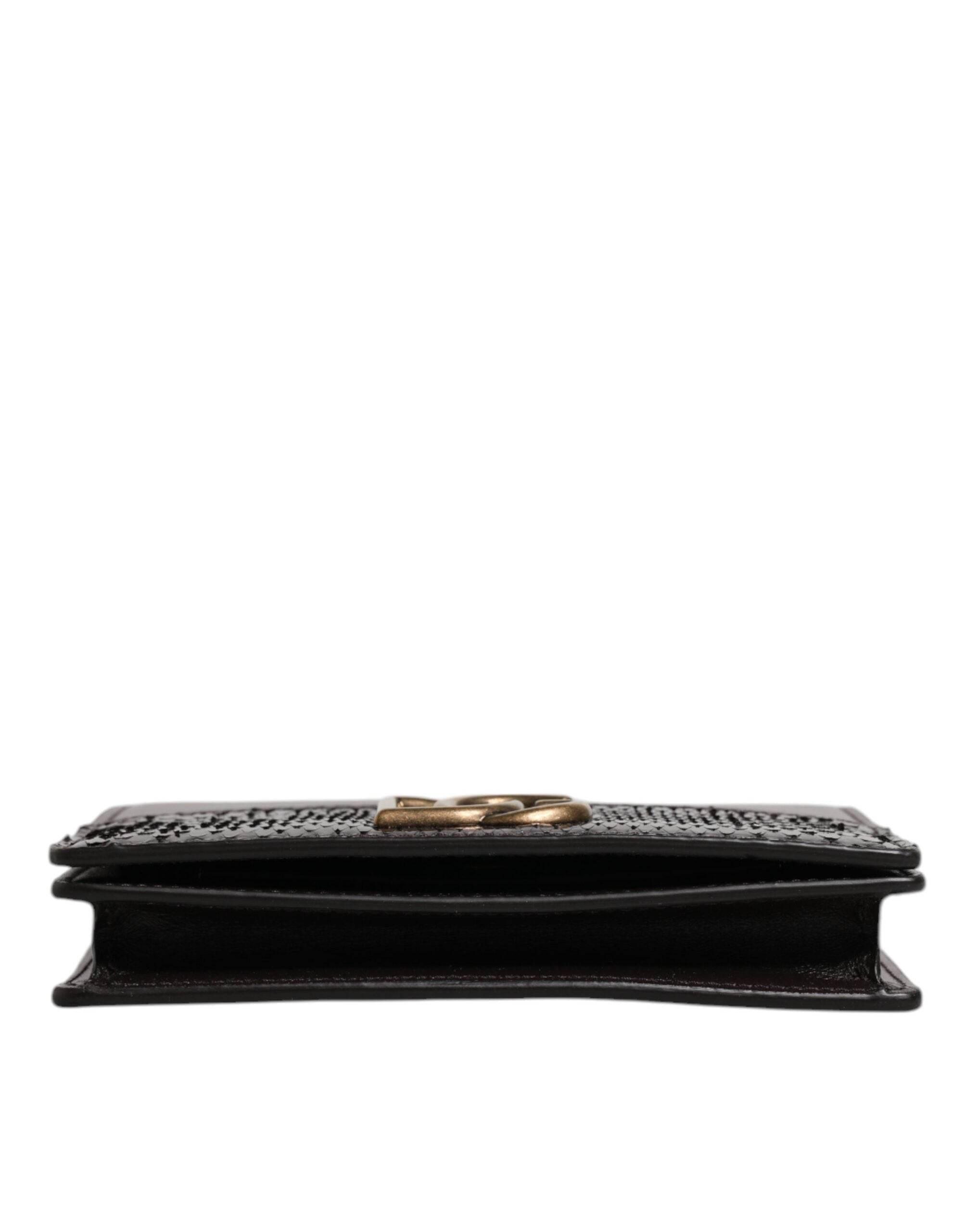 Dolce & Gabbana Brown Leather Bifold DG Logo Cardholder Sling Strap Wallet - Hilstor