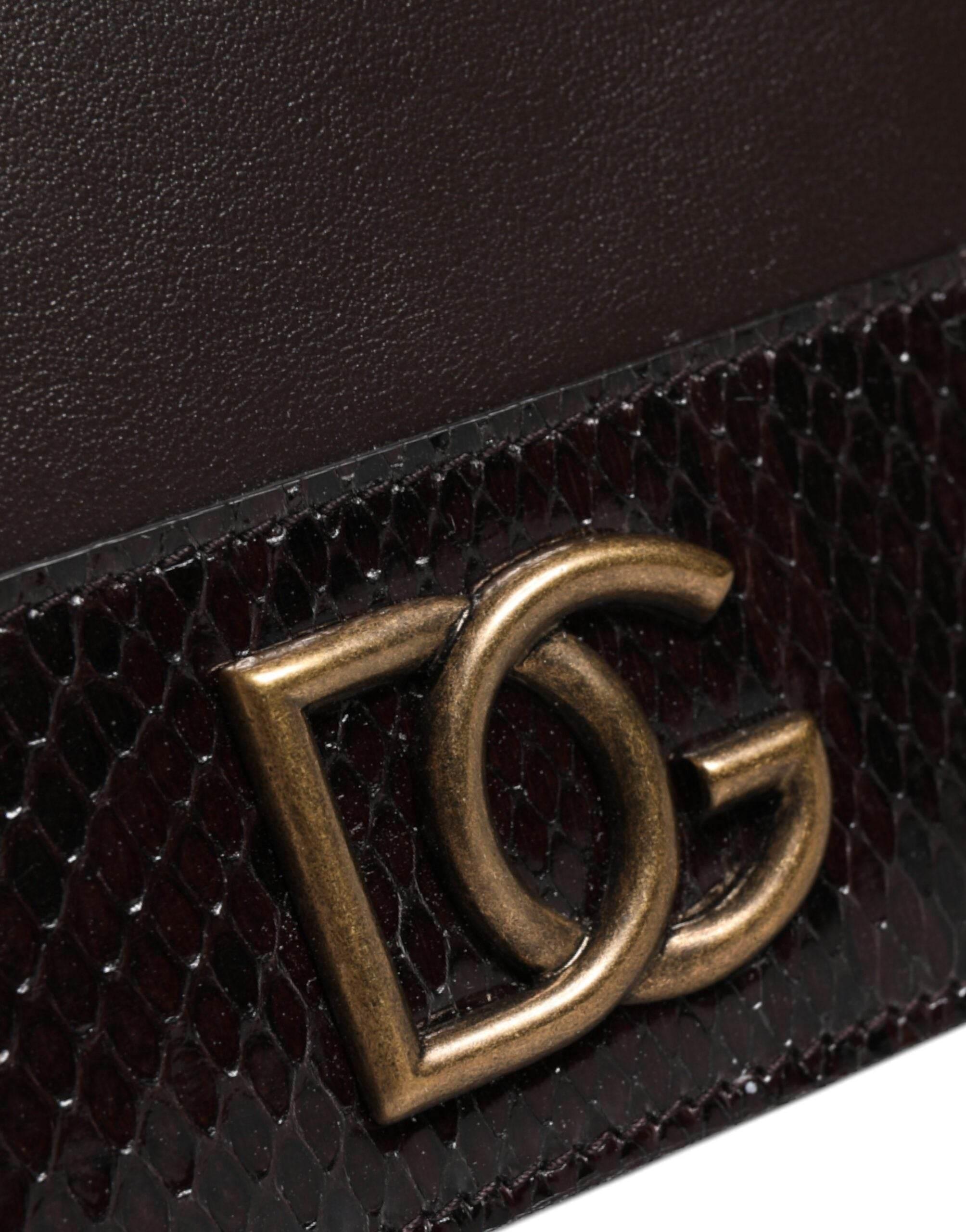 Dolce & Gabbana Brown Leather Bifold DG Logo Cardholder Sling Strap Wallet - Hilstor