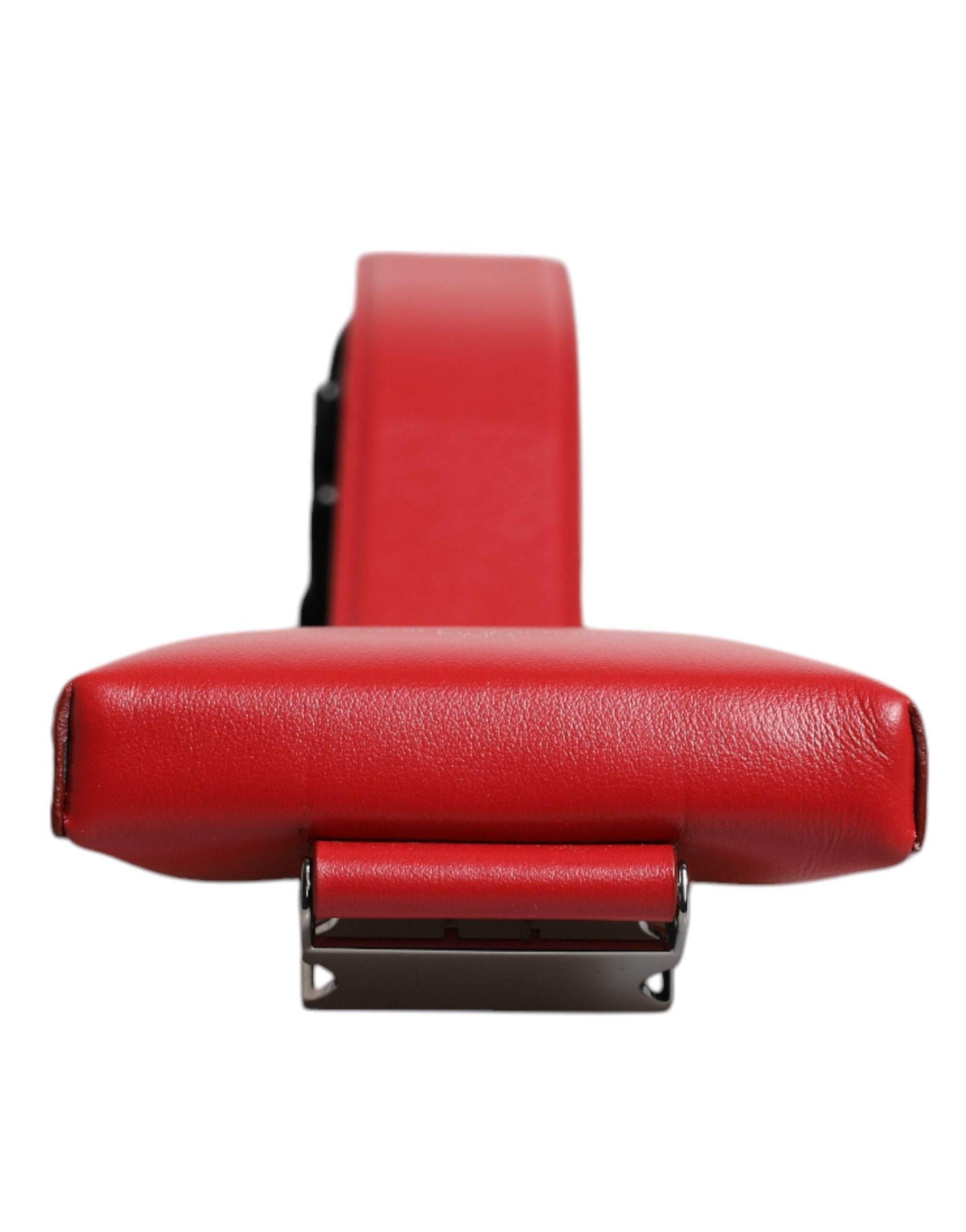 Dolce & Gabbana Red Leather Logo Zip Around Card Holder Wide Strap Wallet - Hilstor