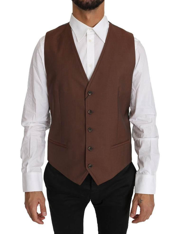 Dolce & Gabbana Sleek Bronze & Gray Formal Vest Slim Fit - Hilstor