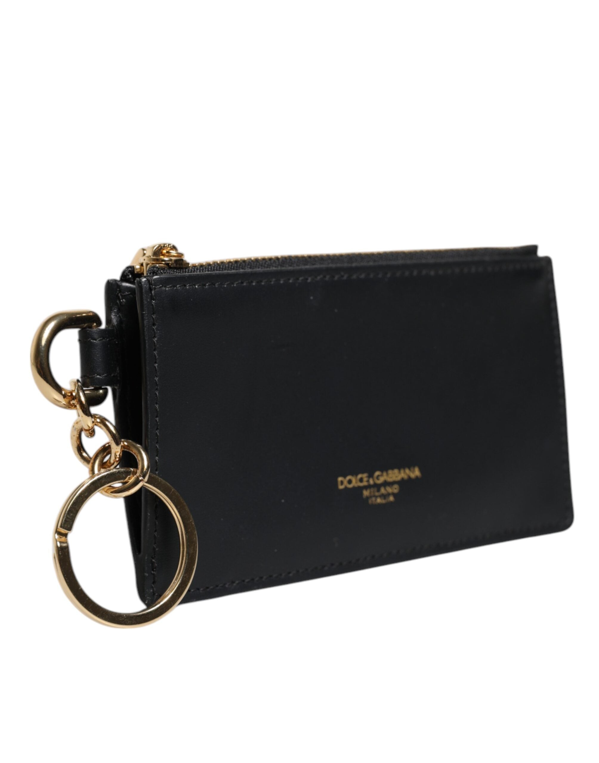 Dolce &amp; Gabbana sort kalveskind læder DG Logo kortholder tegnebog