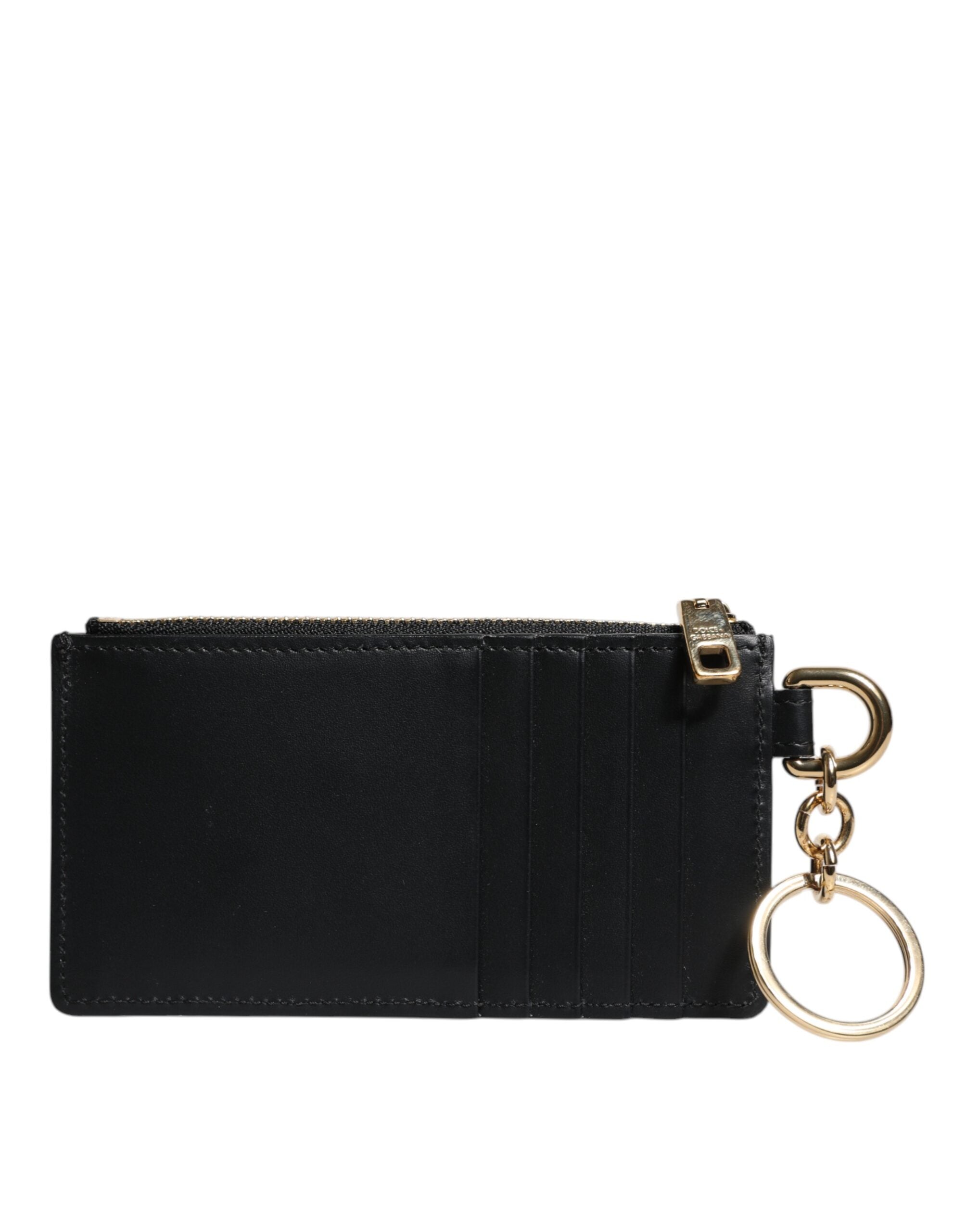 Dolce &amp; Gabbana sort kalveskind læder DG Logo kortholder tegnebog