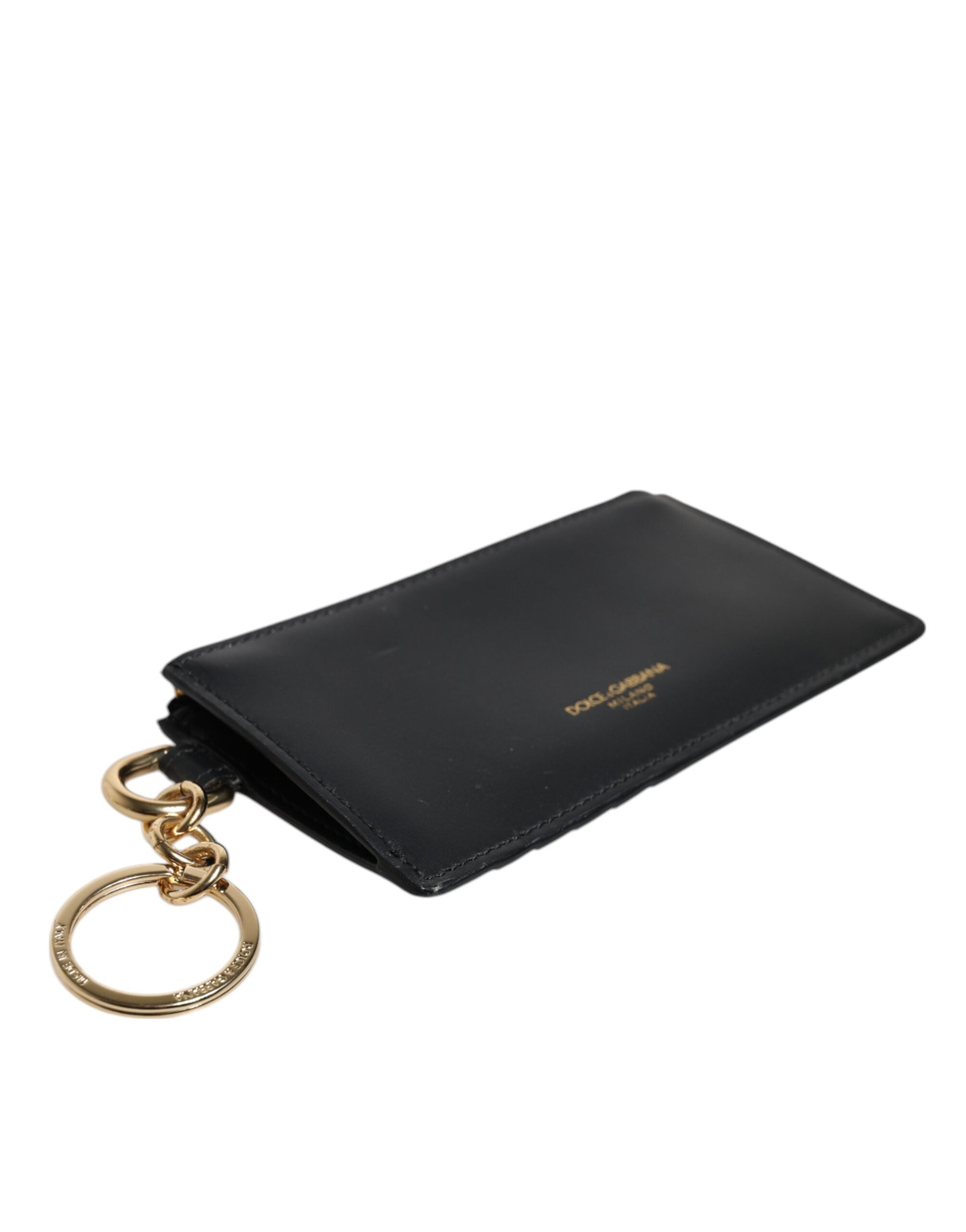 Dolce &amp; Gabbana sort kalveskind læder DG Logo kortholder tegnebog