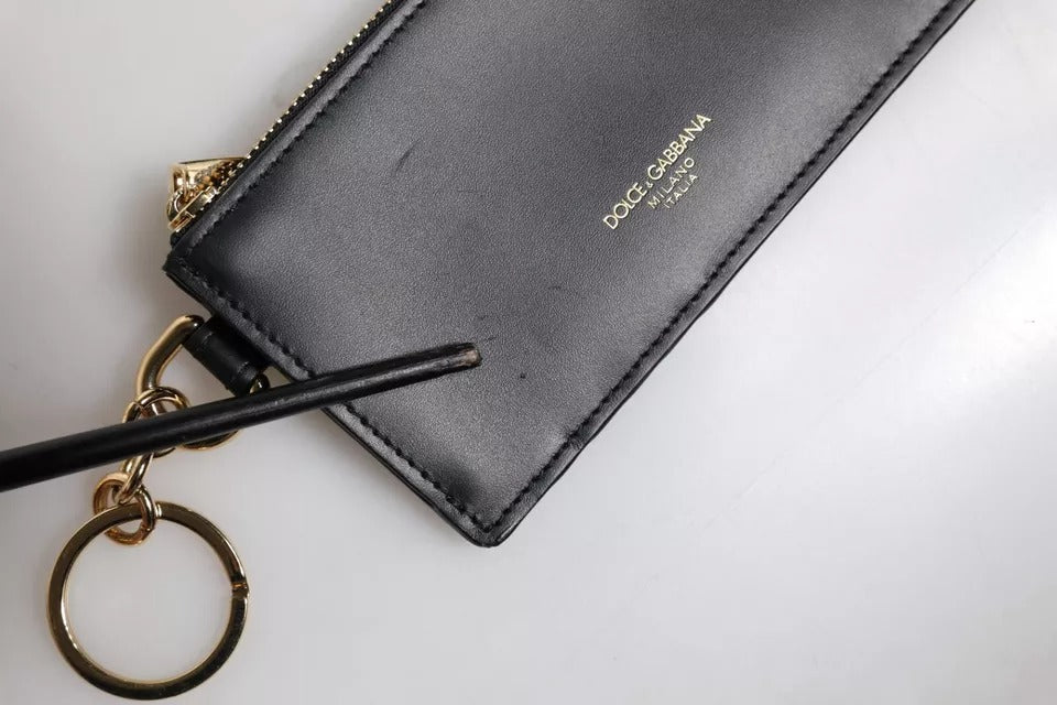 Dolce &amp; Gabbana sort kalveskind læder DG Logo kortholder tegnebog
