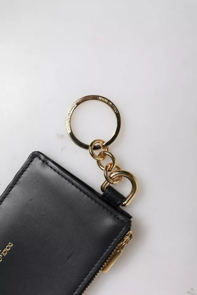 Dolce &amp; Gabbana sort kalveskind læder DG Logo kortholder tegnebog