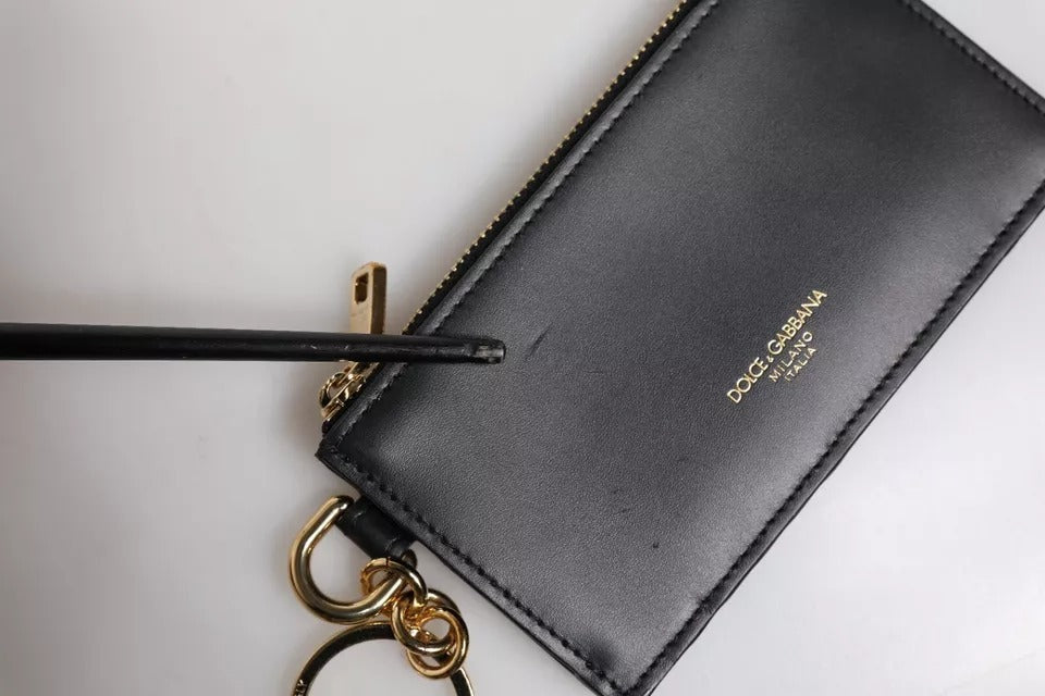 Dolce &amp; Gabbana sort kalveskind læder DG Logo kortholder tegnebog