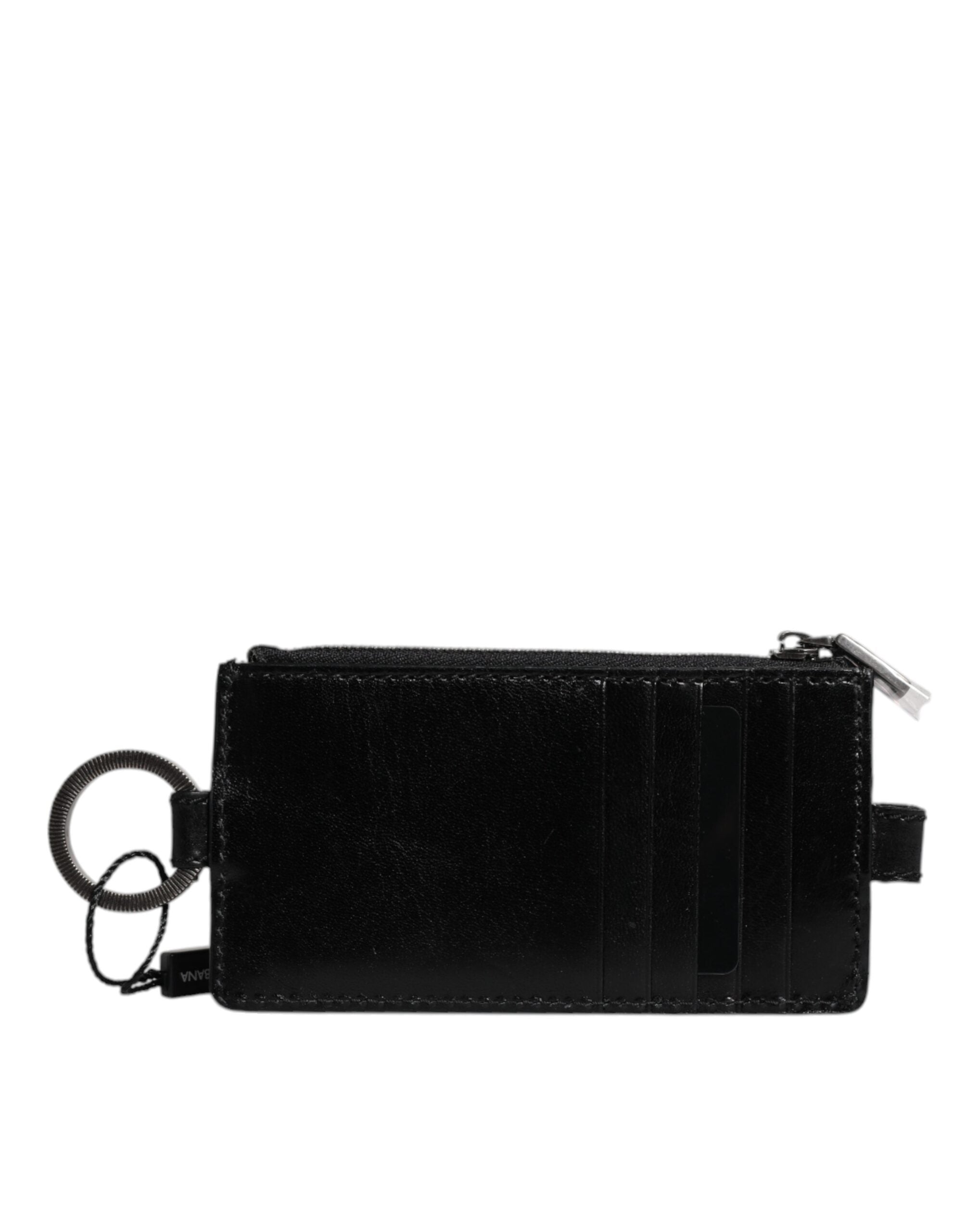 Dolce &amp; Gabbana Black Horse Læder Lanyard Logo Card Holder tegnebog